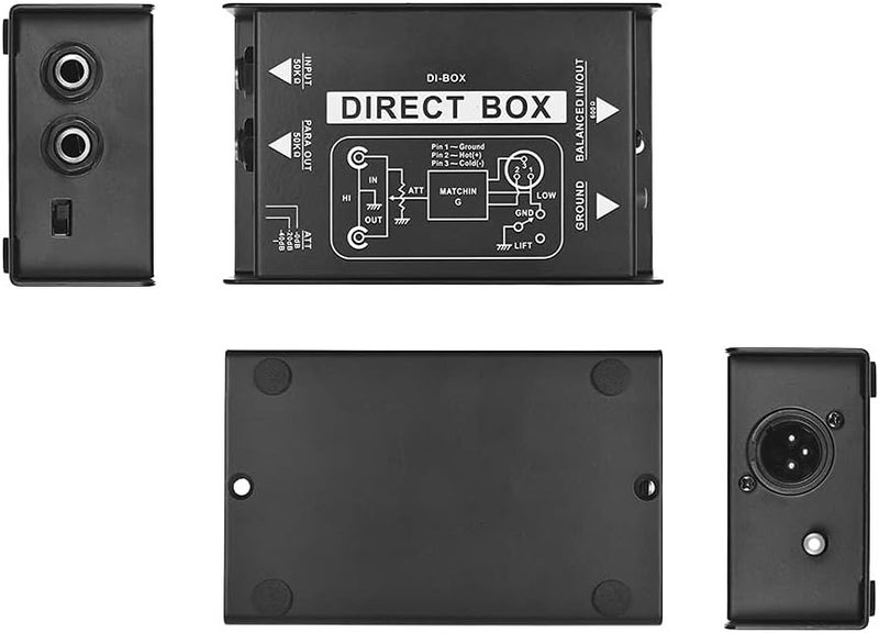 summina Professional Single Channel Passive DI-Box Hum Eliminator Direct Injection Audio Box Balanced & Unbalance Signal Converter for Electric Guitar Bass Live Performance Direct Box - Image 4